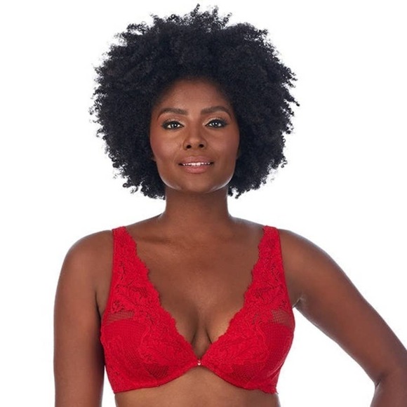 Ly Mystere Lace Allure Unlined Demi Bra Roby Red Women's Size 36B NWT - Picture 1 of 9